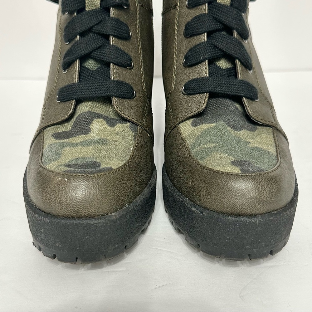 Women's Combat Boots Olive/Black Camo Buckle Lace-Up Boots Mix No. 6 Size 7 1/2 - Picture 3 of 10